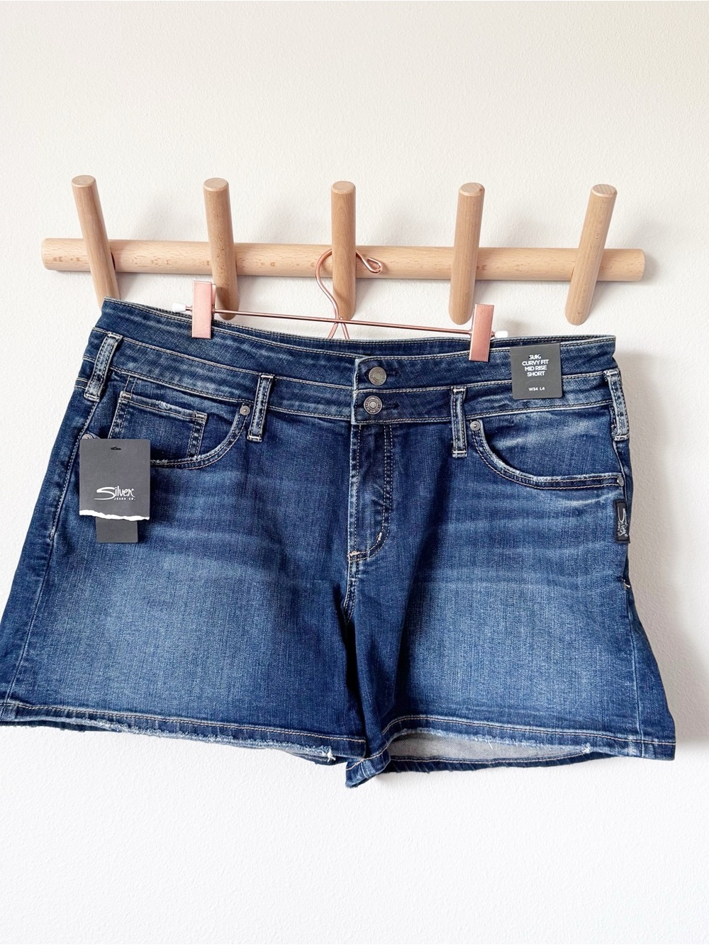 Silver Jeans Distressed Dark Blue Denim Shorts